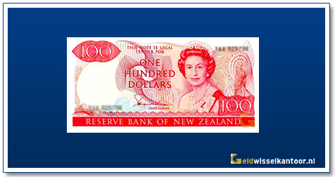 Geldwisselkantoor-100-Dollar-Queen-Elizabeth-II-1981-89-Nieuw-Zeeland