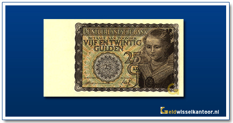 Nederland-25-Gulden-1940-Prinsesje-geelbruin