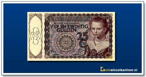 Nederland-25-Gulden-1943-Prinsesje-roodbruin