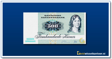 Deense-Kronen-500-kroner-1972-88-Unknown-Lady-Denemarken