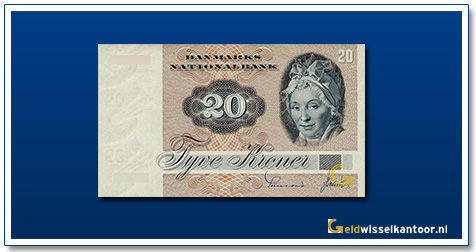 Deense-Kronen-20-kroner-Mrs-Tutein-1972-denemarken