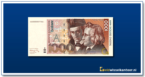 Geldwisselkantoor-1000-Mark-Wilhelm-en-Jakob-Grimm-Duitsland-1991-93