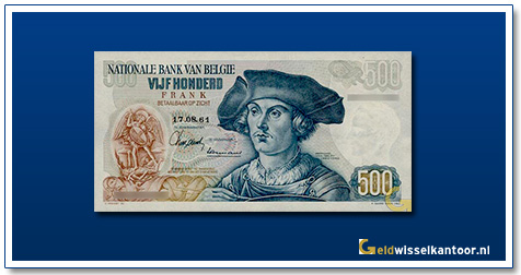 Geldwisselklantoor-500-Francs-Bernard-van-Orley-Belgie-1975