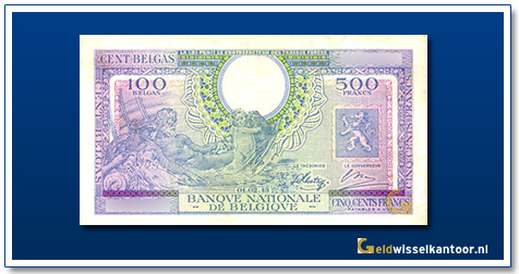 Geldwisselklantoor-500-Francs-Leopold-II-1943-Belgie