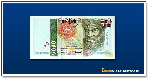 geldwisselkantoor-5000-Escudos-Vasa-da-Gama-Portugal-1995-98