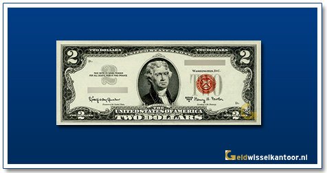 Geldwisselkantoor-2-Dollar-Thomas-Jefferson-Amerika