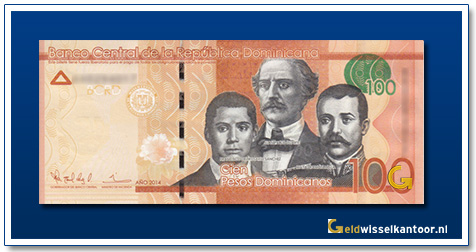 Dominicaanse-Republiek-100-Pesos-F.R. Sánchez-J.P.-Duarte-M.R. Mella 2014