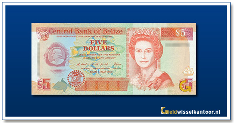 Belize-5-Dollar-Queen-Elizabeth-II-1990-1991