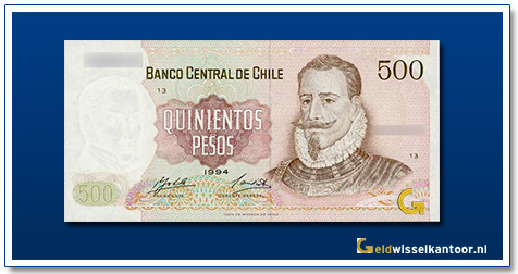 Chili-500-pesos-Pedro-de-Valdivia-1977-2000