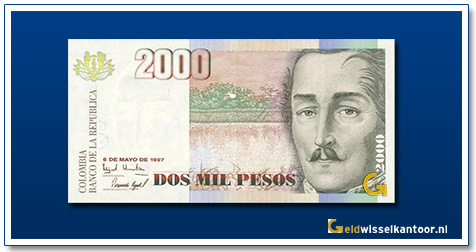 Columbia-2000-Pesos-General-Fransisco-de-Paula-Santander-1996-1999