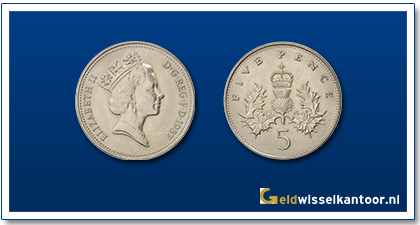 5 Pence Queen Elizabeth II 1985-1989