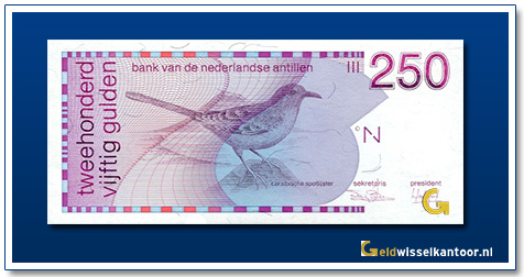 Nederlandse Antillen 250 Gulden Caraibische spotlijster 1986-1990