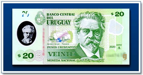 Uruguay 20 pesos Juan Zorrillade San Martin banknote 2020 front